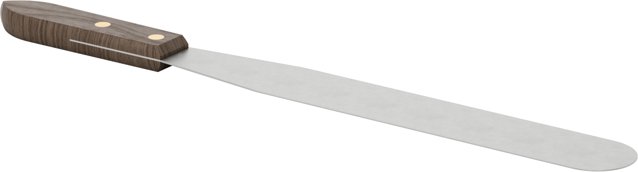 Yuvarlak Uçlu Paslanmaz Çelik Spatula, Ahşap Saplı, 1-7/8“ Genişlik x 12” Uzunlukta Bıçak