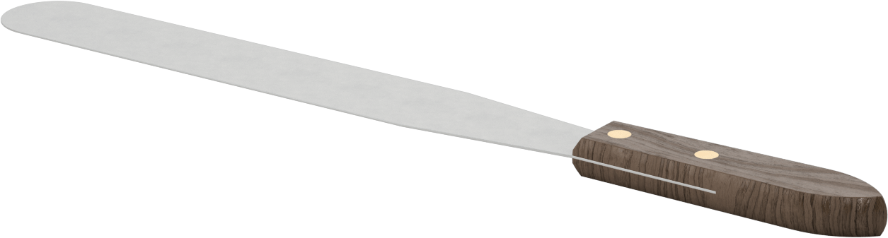 Yuvarlak Uçlu Paslanmaz Çelik Spatula, Ahşap Saplı, 1-7/8“ Genişlik x 12” Uzunlukta Bıçak