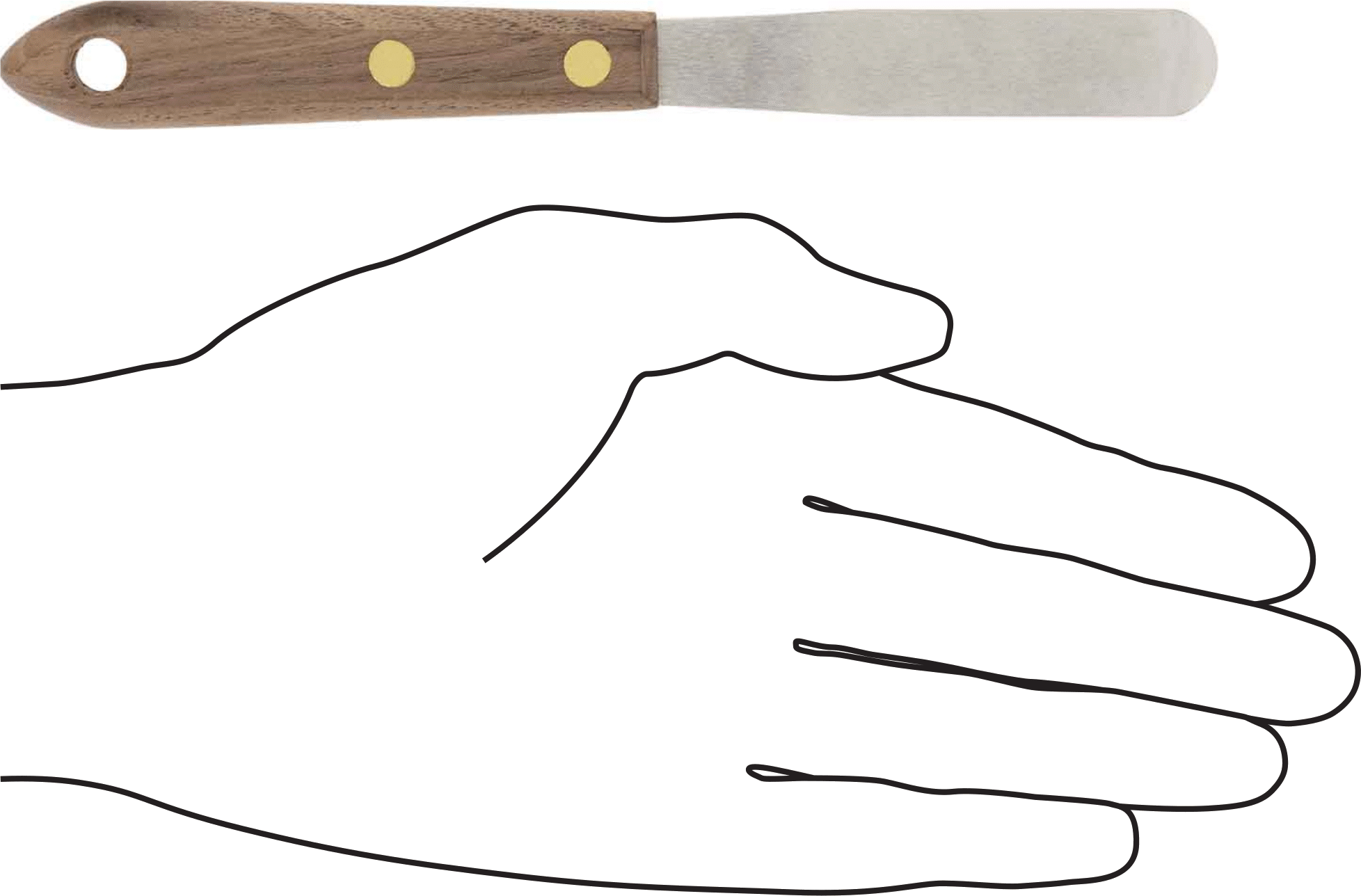 Yuvarlak Uçlu Paslanmaz Çelik Spatula, Ahşap Saplı, 5/8“ Genişlik x 3” Uzunluk Bıçak