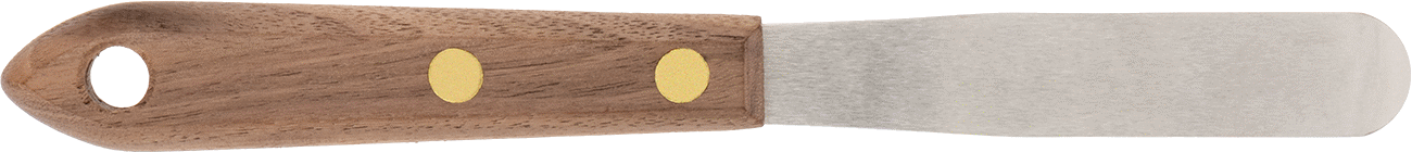 Yuvarlak Uçlu Paslanmaz Çelik Spatula, Ahşap Saplı, 5/8“ Genişlik x 3” Uzunluk Bıçak