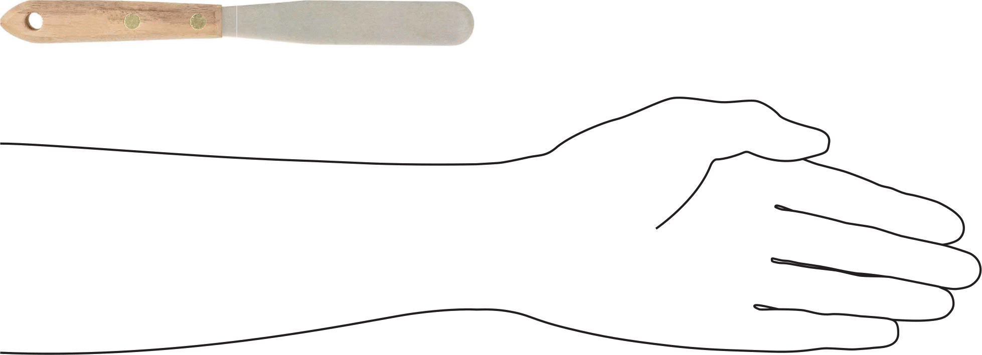 Yuvarlak Uçlu Paslanmaz Çelik Spatula, Ahşap Saplı, 3/4“ Genişlik x 4” Uzunluk Bıçak