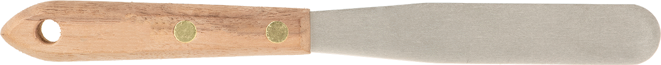 Yuvarlak Uçlu Paslanmaz Çelik Spatula, Ahşap Saplı, 3/4“ Genişlik x 4” Uzunluk Bıçak
