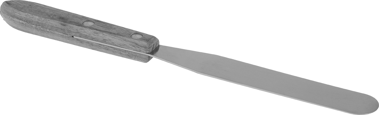 Yuvarlak Uçlu Paslanmaz Çelik Spatula, Ahşap Saplı, 7/8“ Genişlik x 5” Uzunluk Bıçak