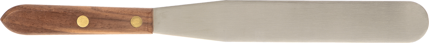 Yuvarlak Uçlu Paslanmaz Çelik Spatula, Ahşap Saplı, 1-1/4“ Genişlik x 8” Uzunluk Bıçak