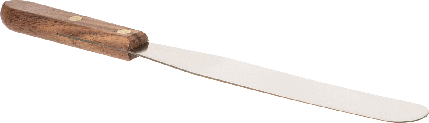 Yuvarlak Uçlu Paslanmaz Çelik Spatula, Ahşap Saplı, 1-1/4“ Genişlik x 8” Uzunluk Bıçak