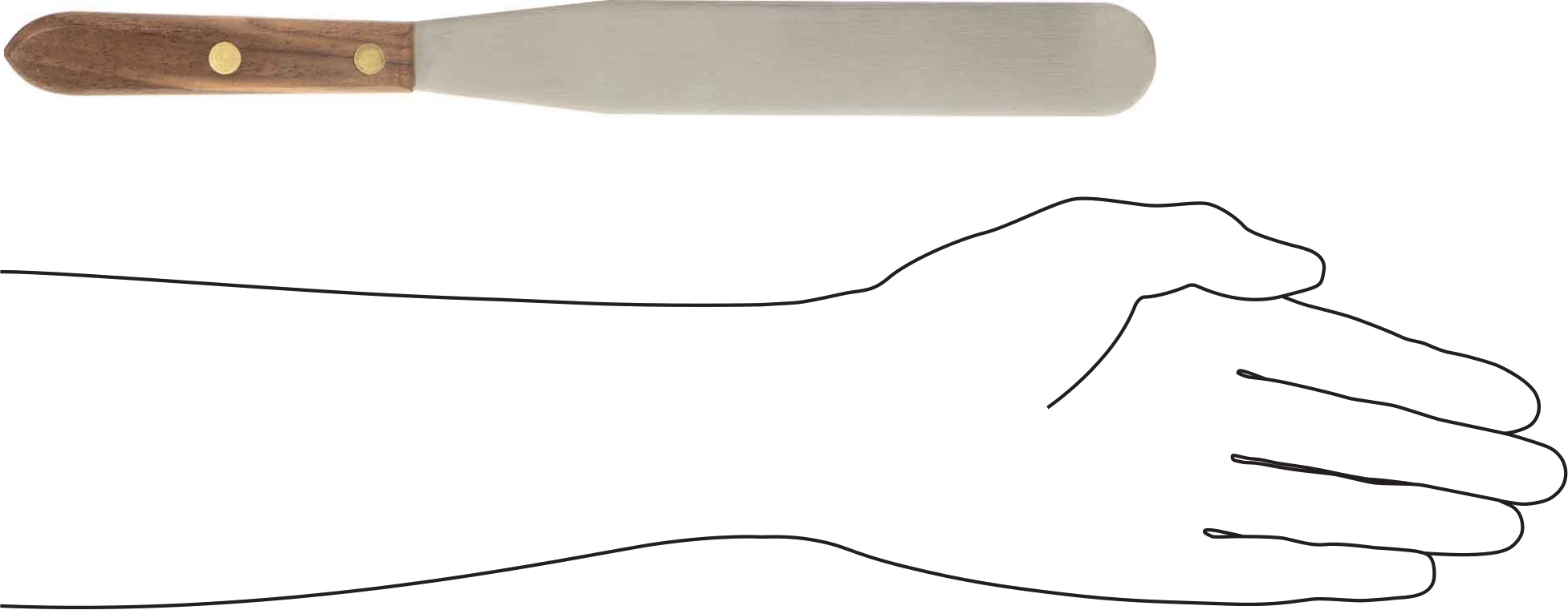 Yuvarlak Uçlu Paslanmaz Çelik Spatula, Ahşap Saplı, 1-1/4“ Genişlik x 8” Uzunluk Bıçak