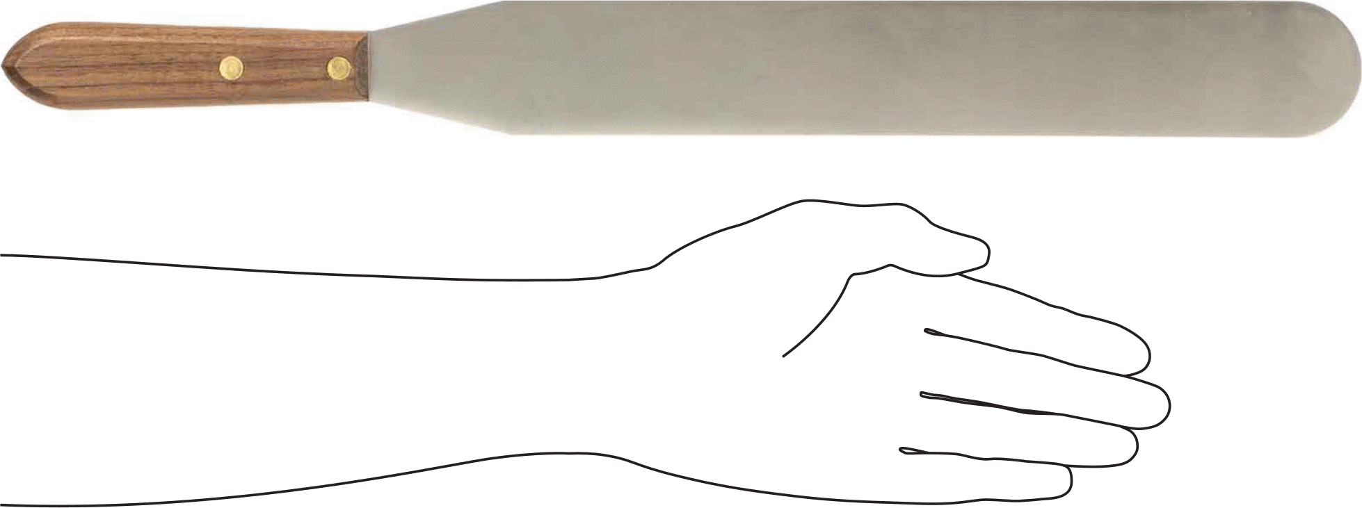Yuvarlak Uçlu Paslanmaz Çelik Spatula, Ahşap Saplı, 2“ Genişlik x 14” Uzunluk Bıçak