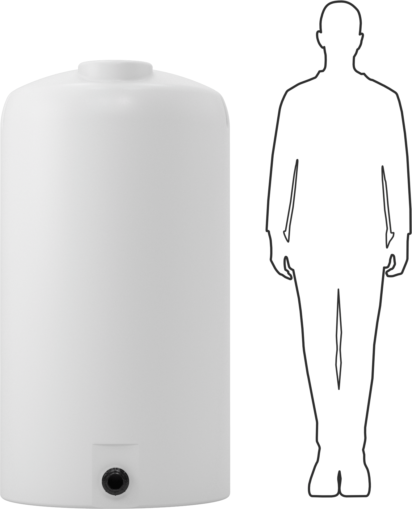 Tahliye Delikli Dikey Plastik Tank, 170 Galon Kapasite