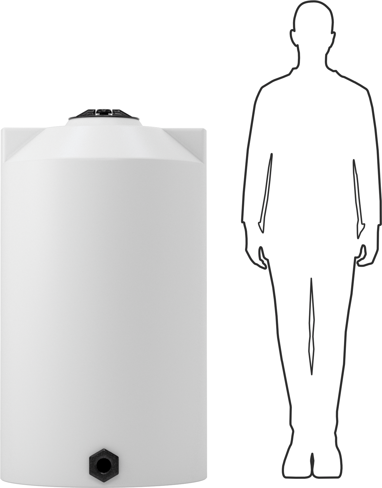 Tahliye Delikli Dikey Plastik Tank, 130 Galon Kapasite