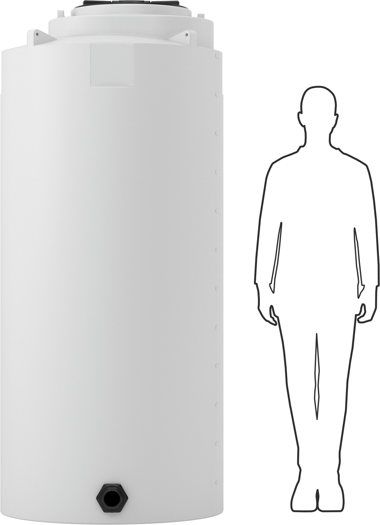 Tahliye Delikli Dikey Plastik Tank, 300 Galon Kapasite