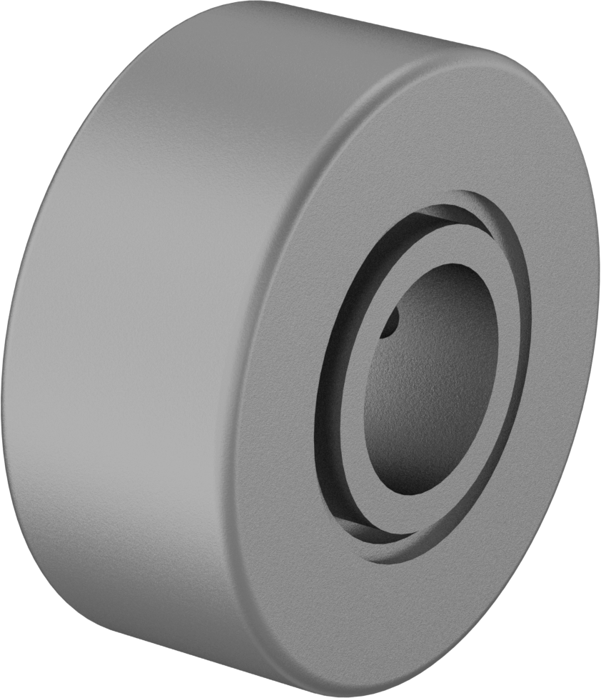 Yüksek Yük Şaft Montajlı Çelik Ray Makarası, 42 mm Çap x 18 mm Genişlik Düz Silindir, 15 mm Mil Çapı için