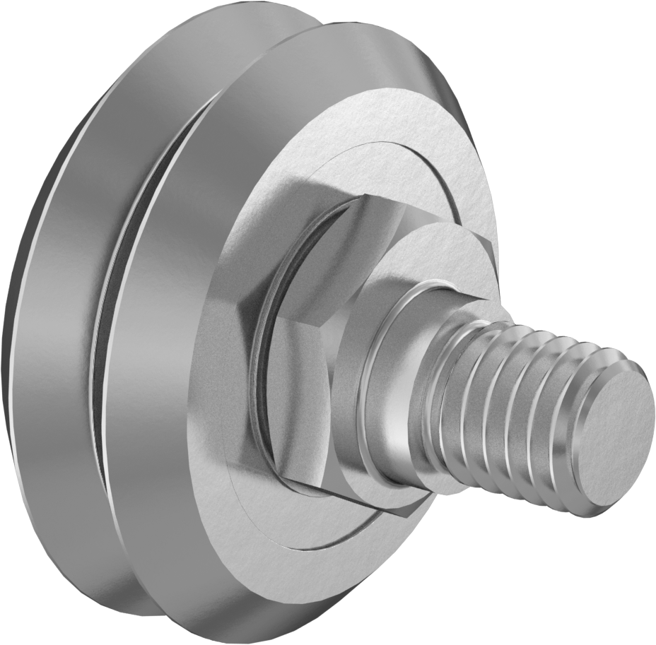 Dişli V-Oluklu Ray Makarası, Ayarlanabilir Omuzlu, Paslanmaz Çelik, 31 mm Makara Çapı, 11 mm Silindir Genişliği