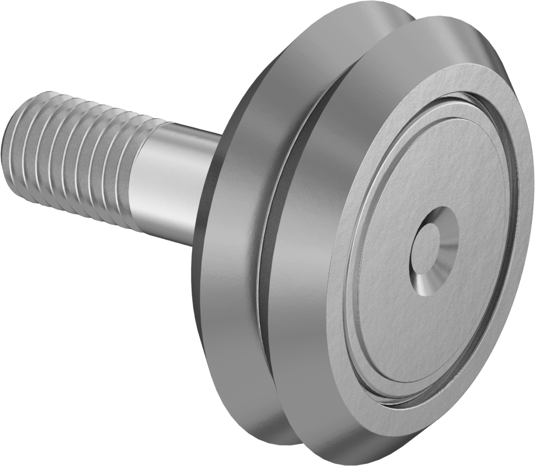 Dişli V-Oluklu Ray Makarası, Conta, 440C Paslanmaz Çelik, 46 mm Makara Çapı, 32 mm Uzunlukta Saplama