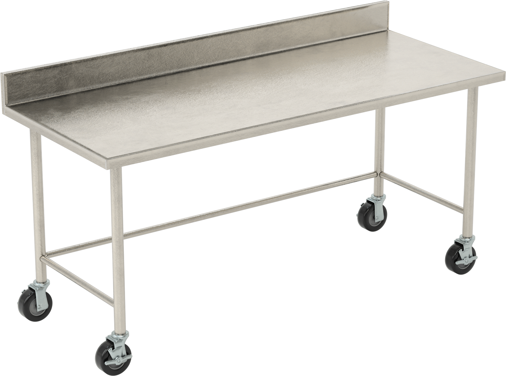 Paslanmaz Çelik Masa, Mobil, 34“ Yükseklik x 72” Genişlik x 30" Derinlik, 5" Yükseklikte Geri Dönüş Engeli ile