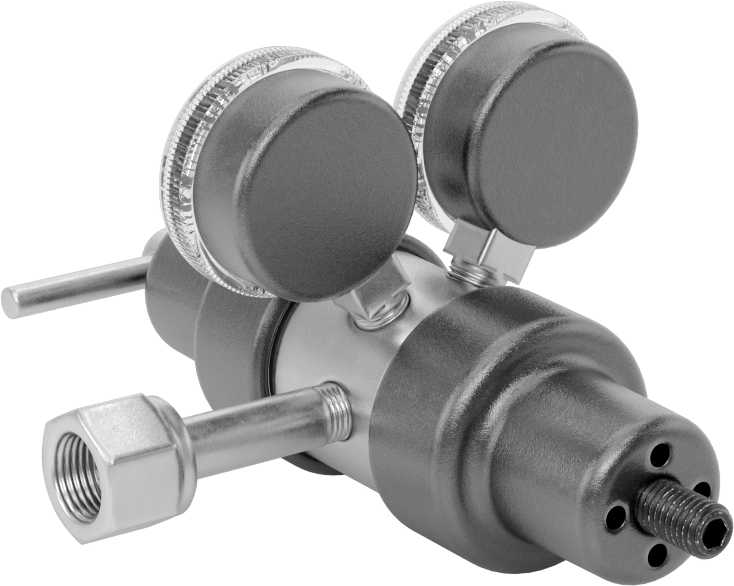 Tank Üzerine Monte Edilen Basınç Düzenleme Valfi, İki Aşamalı, CGA 320 Ngo Dişi x 1/4 NPT Dişi