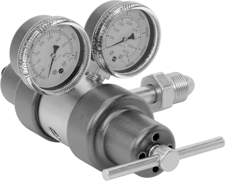 Tank Üzerine Monte Edilen Basınç Düzenleme Valfi, İki Aşamalı, 1/4 NPT Dişi x CGA 580 Ngo Erkek