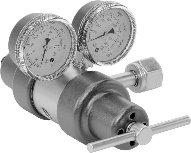 Tank Üzerine Monte Edilen Basınç Düzenleme Valfi, İki Aşamalı, 1/4 NPT Dişi x CGA 320 Ngo Dişi