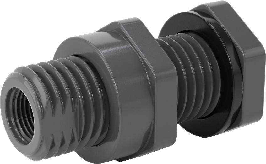 EPDM Contalı Duvar Geçiş Düz Bağlantı Parçası, Kalın Cidarlı PVC Adaptör, 1/2 Soket x 1/2 NPT Dişi