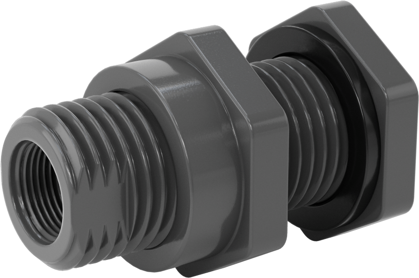 EPDM Contalı Duvar Geçiş Düz Bağlantı Parçası, Kalın Cidarlı PVC Adaptör, 3/4 Soket x 3/4 NPT Dişi