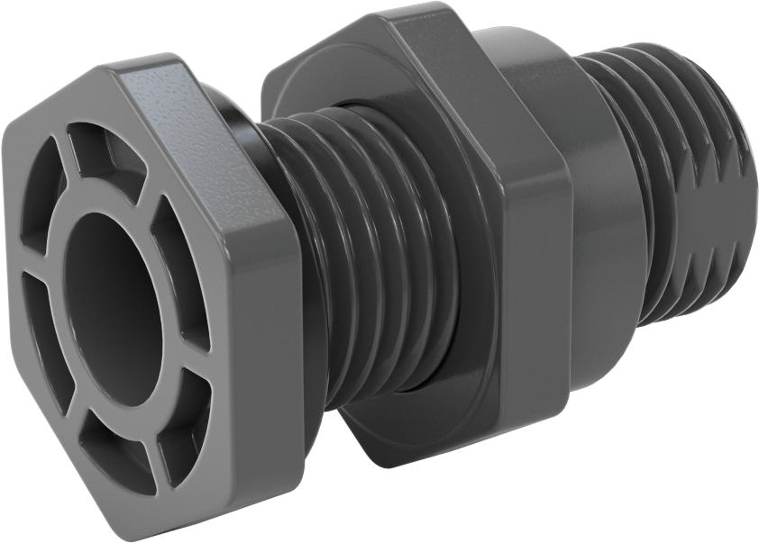 EPDM Contalı Duvar Geçiş Düz Bağlantı Parçası, Kalın Cidarlı PVC Adaptör, 3/4 Soket x 3/4 NPT Dişi