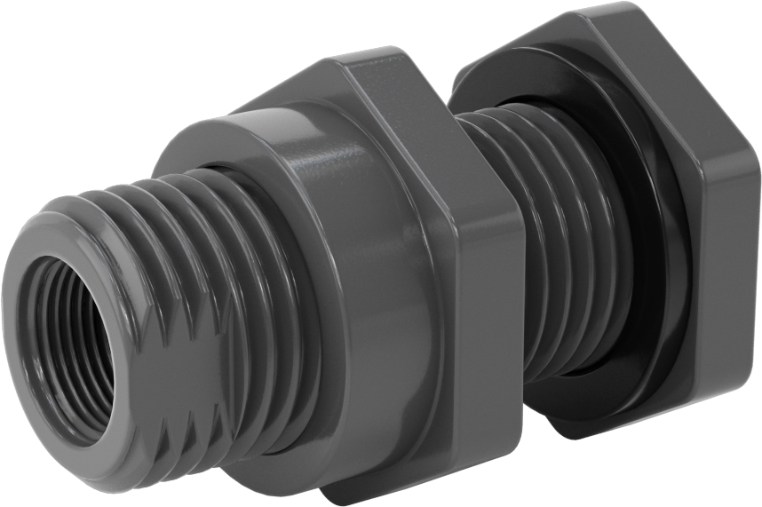 EPDM Contalı Duvar Geçiş Düz Bağlantı Parçası, Kalın Duvarlı Konektör, 3/4 NPT Dişi, 2-5/64" maksimum duvar kalınlığı için