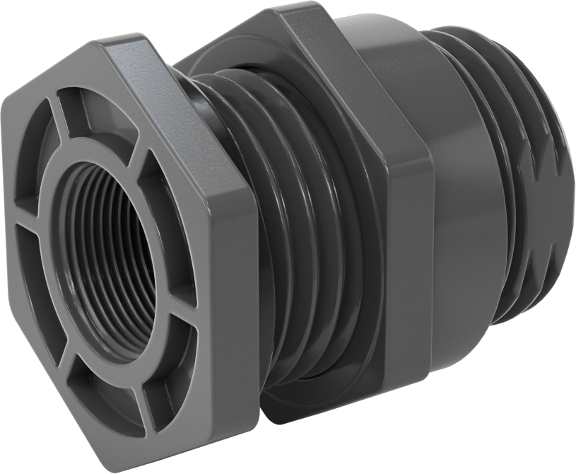 EPDM Contalı Duvar Geçiş Düz Bağlantı Parçası, Kalın Duvarlı PVC Konektör, Su için, 1-1/4 NPT Dişi