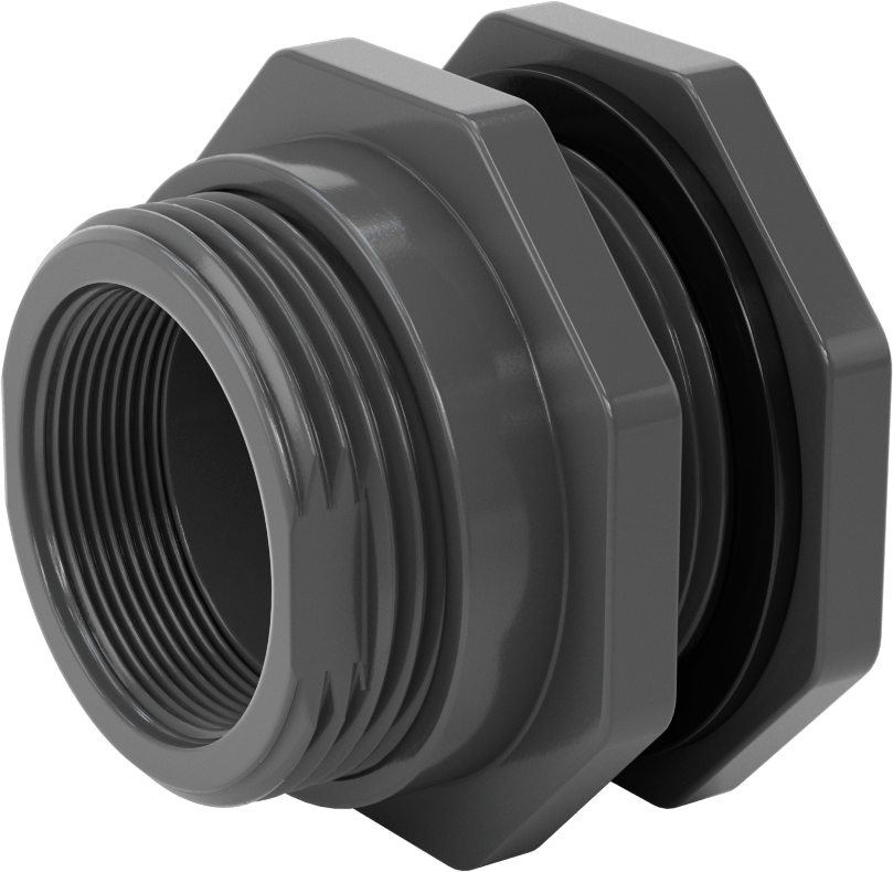 EPDM Contalı Duvar Geçiş Düz Bağlantı Parçası, Kalın Duvarlı PVC Konektör, Su için, 3 NPT Dişi