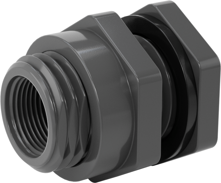 EPDM Contalı Duvar Geçiş Düz Bağlantı Parçası, Kalın Duvarlı Konektör, 1 NPT Dişi, 1-5/64" Maksimum Duvar için