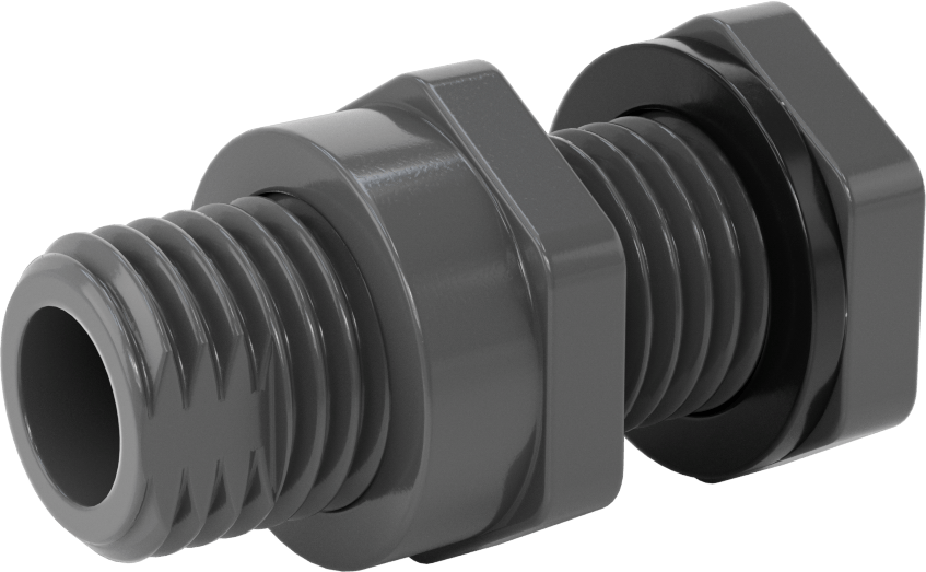 EPDM Contalı Duvar Geçiş Düz Bağlantı Parçası, Kalın Duvarlı PVC Konektör, 1/2 Soket Bağlantılı Dişi