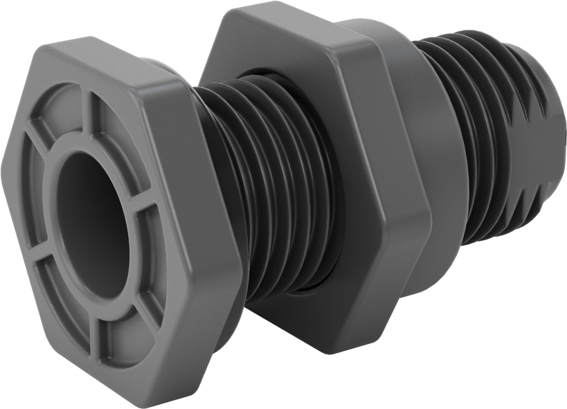 EPDM Contalı Duvar Geçiş Düz Bağlantı Parçası, Kalın Duvarlı PVC Konektör, 3/4 Soket Bağlantı Dişi