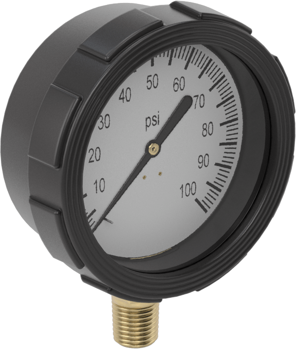 Yüksek Netlikli, Titreşime Dayanıklı Basınç Göstergesi, Pirinç 1/4 NPT Alt Bağlantı, 2-1/2" Kadran