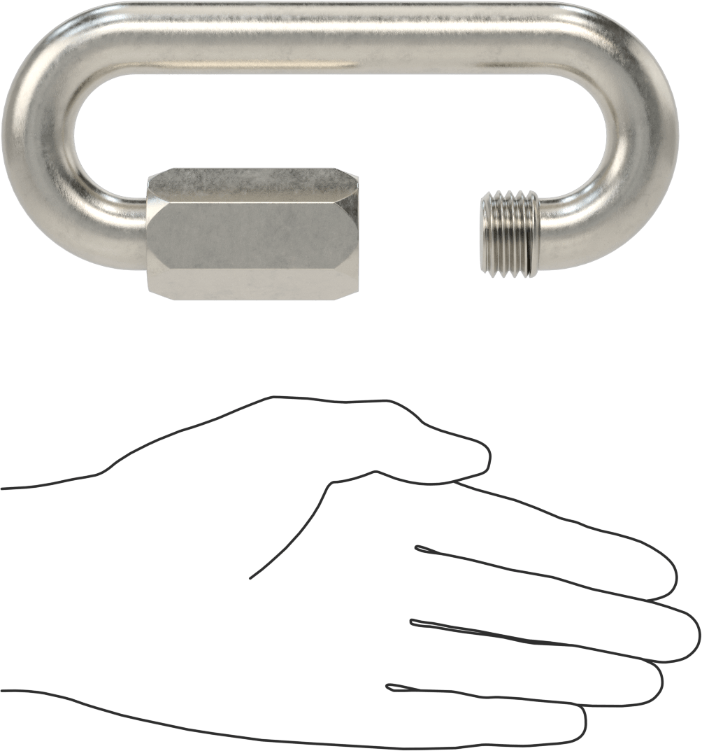 Oval Hızlı Bağlantı, Tip 316 Paslanmaz Çelik, 3/4" Kalınlık, Kaldırma Amaçlı Değildir