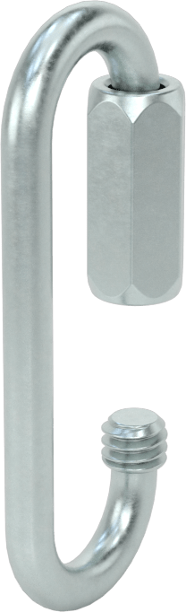 Oval Hızlı Bağlantı, Çinko Kaplı Çelik, 1/8" Kalınlık, 3/8" Açıklık, Kaldırma Amaçlı Değildir