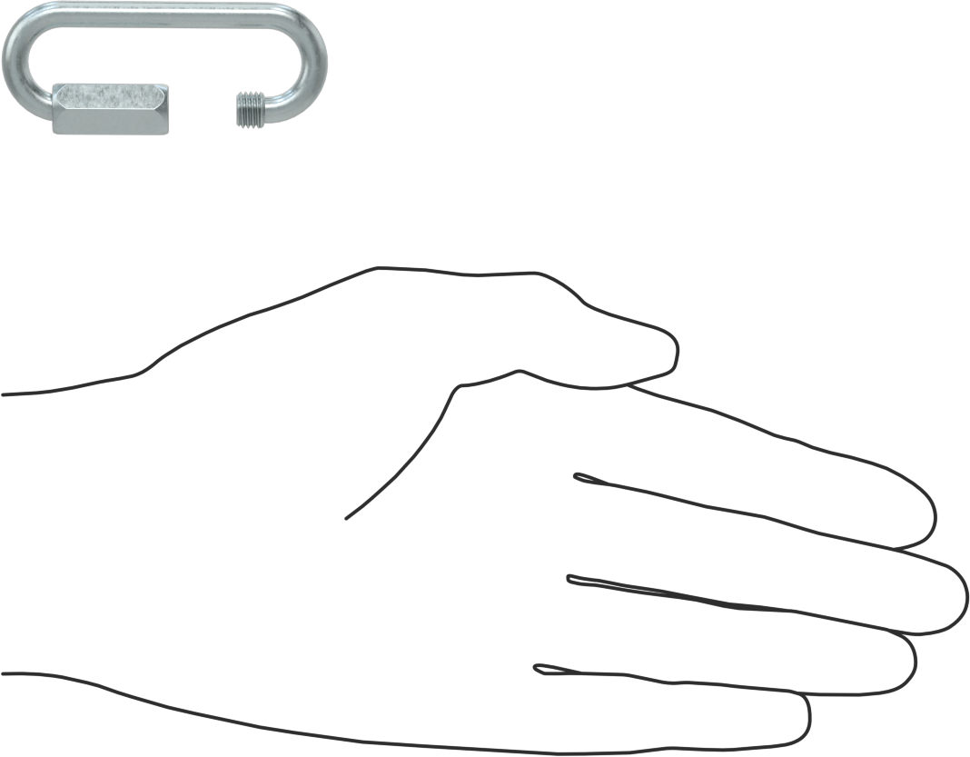 Oval Hızlı Bağlantı, Çinko Kaplı Çelik, 3/16" Kalınlık, 1/2" Açıklık, Kaldırma Amaçlı Değildir