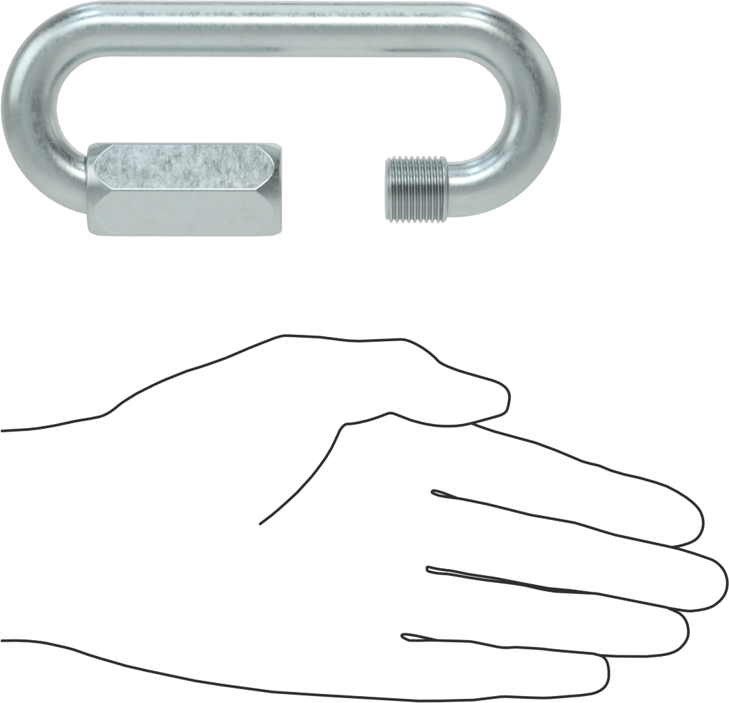 Oval Hızlı Bağlantı, Çinko Kaplı Çelik, 9/16" Kalınlık, 1-1/32" Açık, Kaldırma Amaçlı Değildir