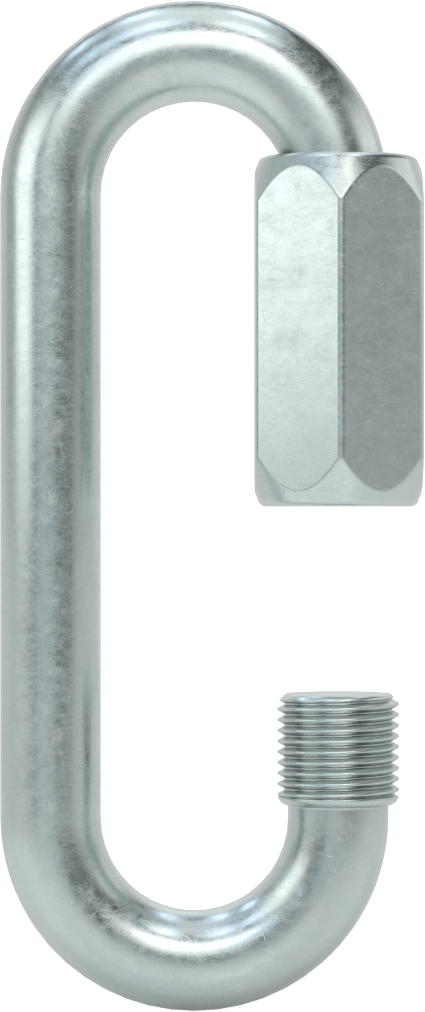 Oval Hızlı Bağlantı, Çinko Kaplı Çelik, 9/16" Kalınlık, 1-1/32" Açık, Kaldırma Amaçlı Değildir