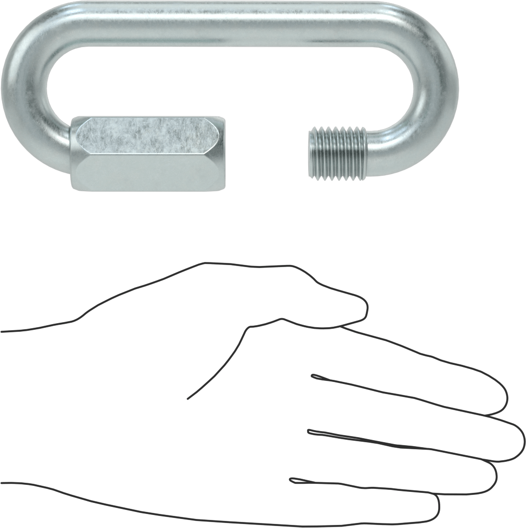 Oval Hızlı Bağlantı, Çinko Kaplı Çelik, 5/8" Kalınlık, 1-1/8" Açıklık, Kaldırma Amaçlı Değildir