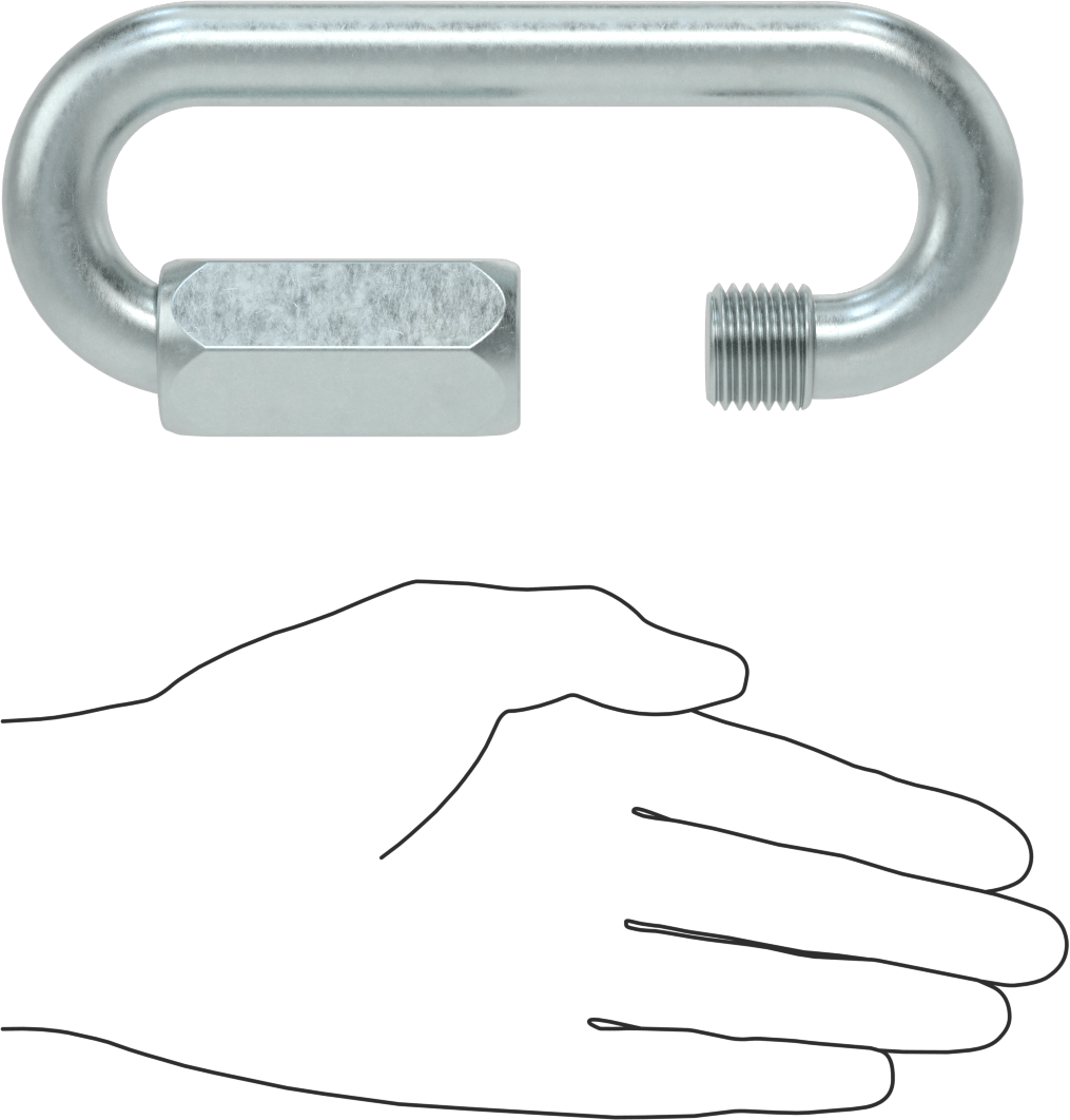 Oval Hızlı Bağlantı, Çinko Kaplı Çelik, 23/32" Kalınlık, Kaldırma Amaçlı Değildir