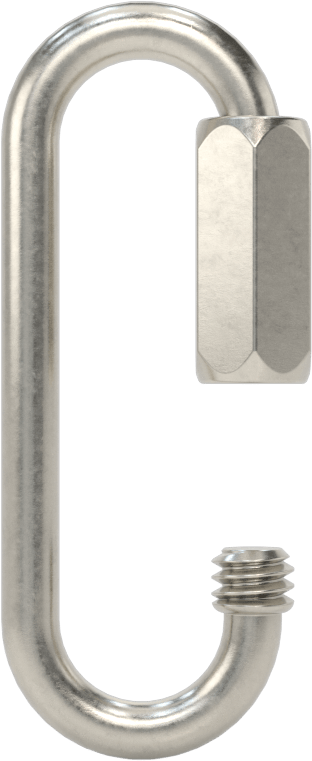 Oval Hızlı Bağlantı, Tip 316 Paslanmaz Çelik, 1/8" Kalınlık, 3/8" Açıklık, Kaldırma Amaçlı Değildir