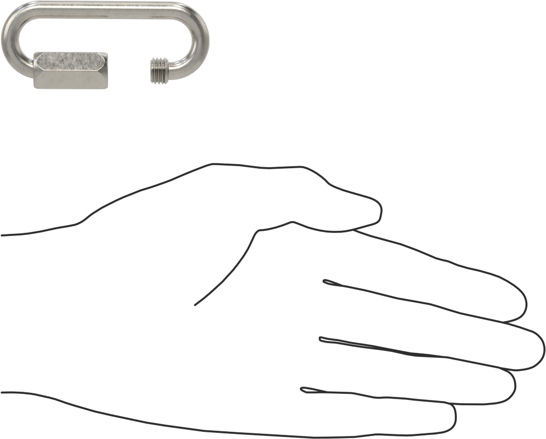 Oval Hızlı Bağlantı, Tip 316 Paslanmaz Çelik, 1/4" Kalınlık, 9/16" Açıklık, Kaldırma Amaçlı Değildir