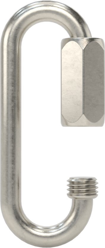 Oval Hızlı Bağlantı, Tip 316 Paslanmaz Çelik, 1/4" Kalınlık, 9/16" Açıklık, Kaldırma Amaçlı Değildir