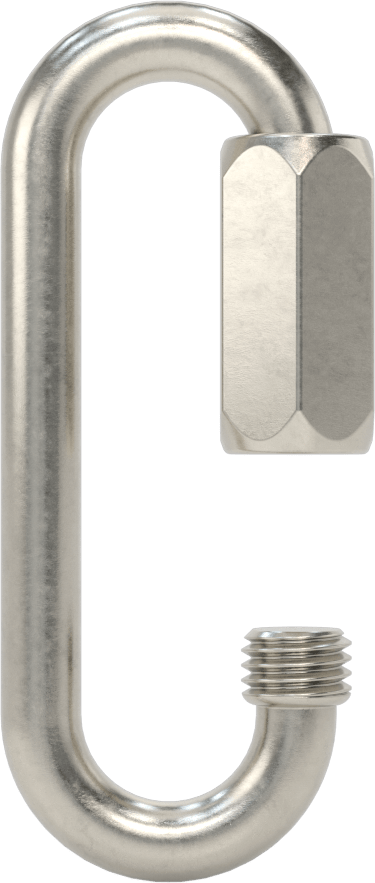 Oval Hızlı Bağlantı, Tip 316 Paslanmaz Çelik, 5/16" Kalınlık, 11/16" Açıklık, Kaldırma Amaçlı Değildir