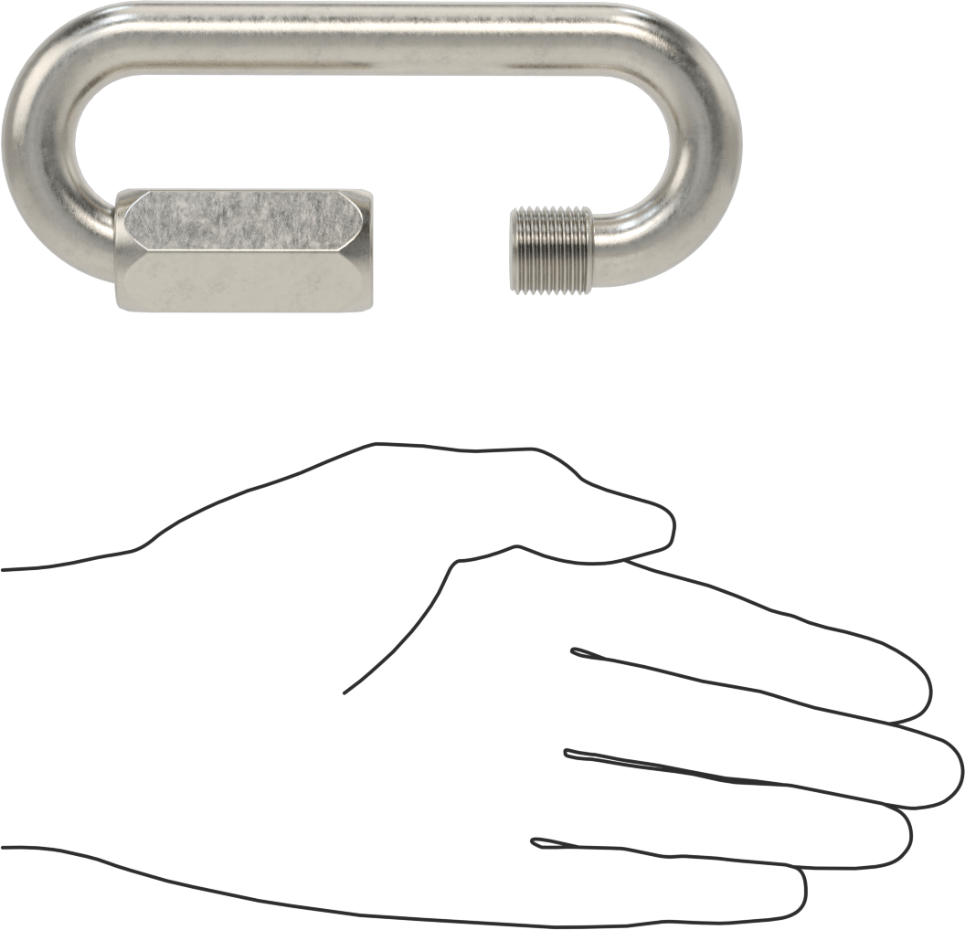 Oval Hızlı Bağlantı, Tip 316 Paslanmaz Çelik, 9/16" Kalınlık, 1-1/32" Açık, Kaldırma Amaçlı Değildir
