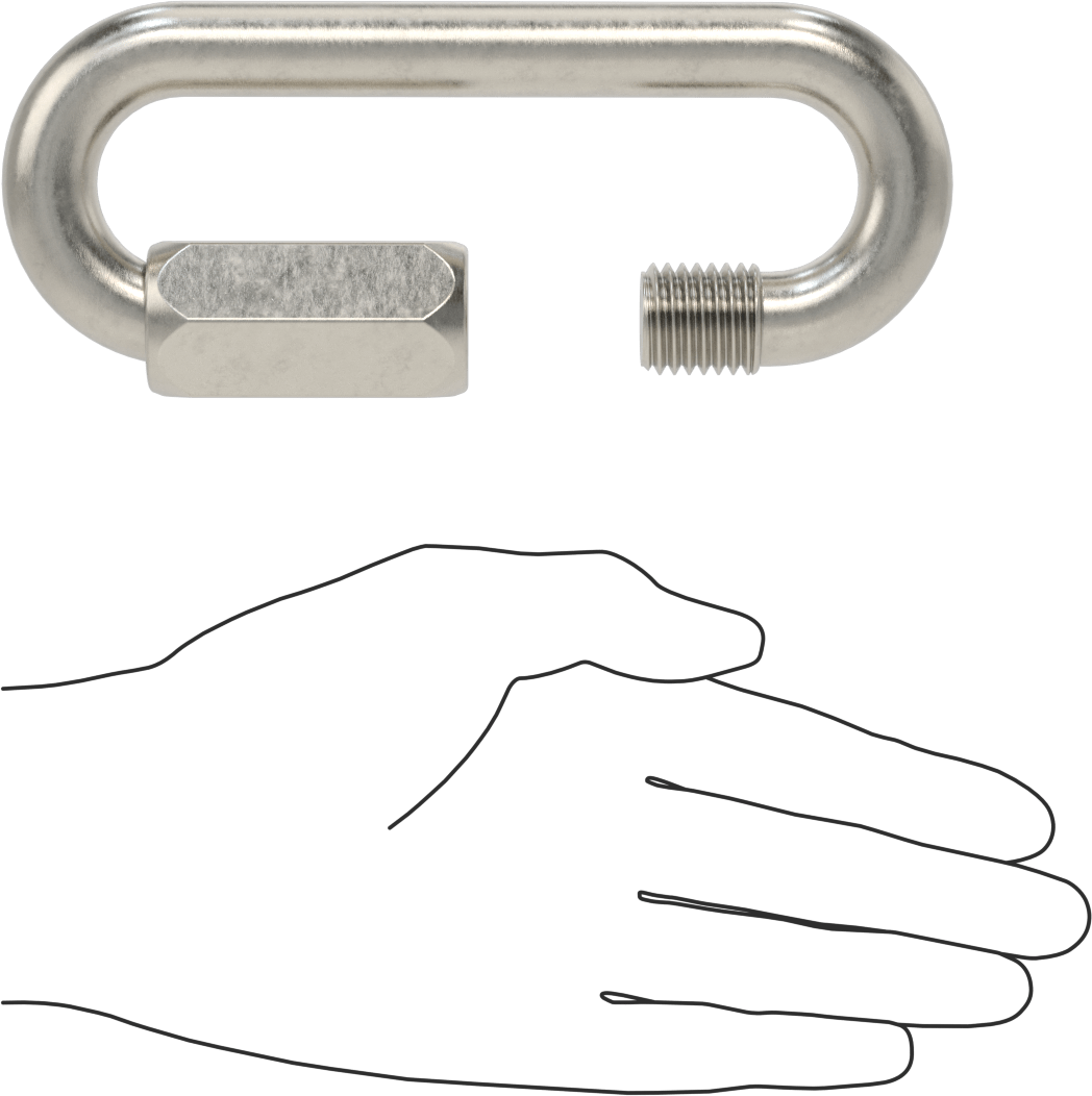 Oval Hızlı Bağlantı, Tip 316 Paslanmaz Çelik, 5/8" Kalınlık, 1-5/32" Açılır, Kaldırma Amaçlı Değildir