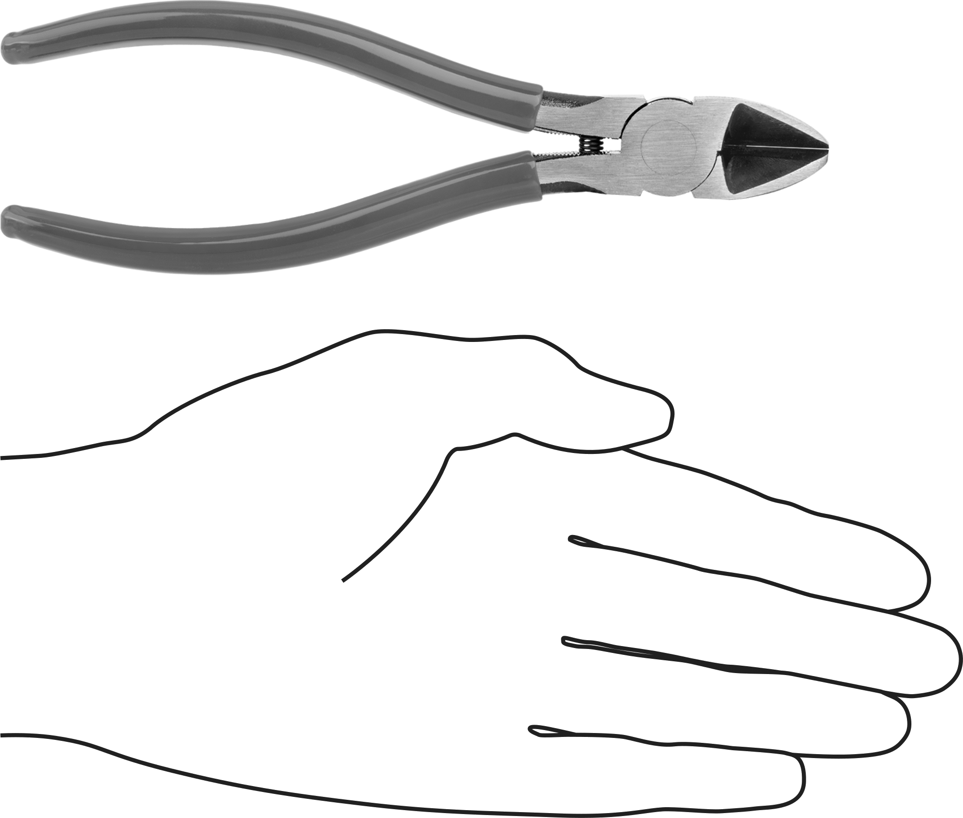 Oval Başlı ve Yastıklı Tutamaklı Tel Kesiciler, 6-1/2" Toplam Uzunluk, Yay Destekli Çene Açma