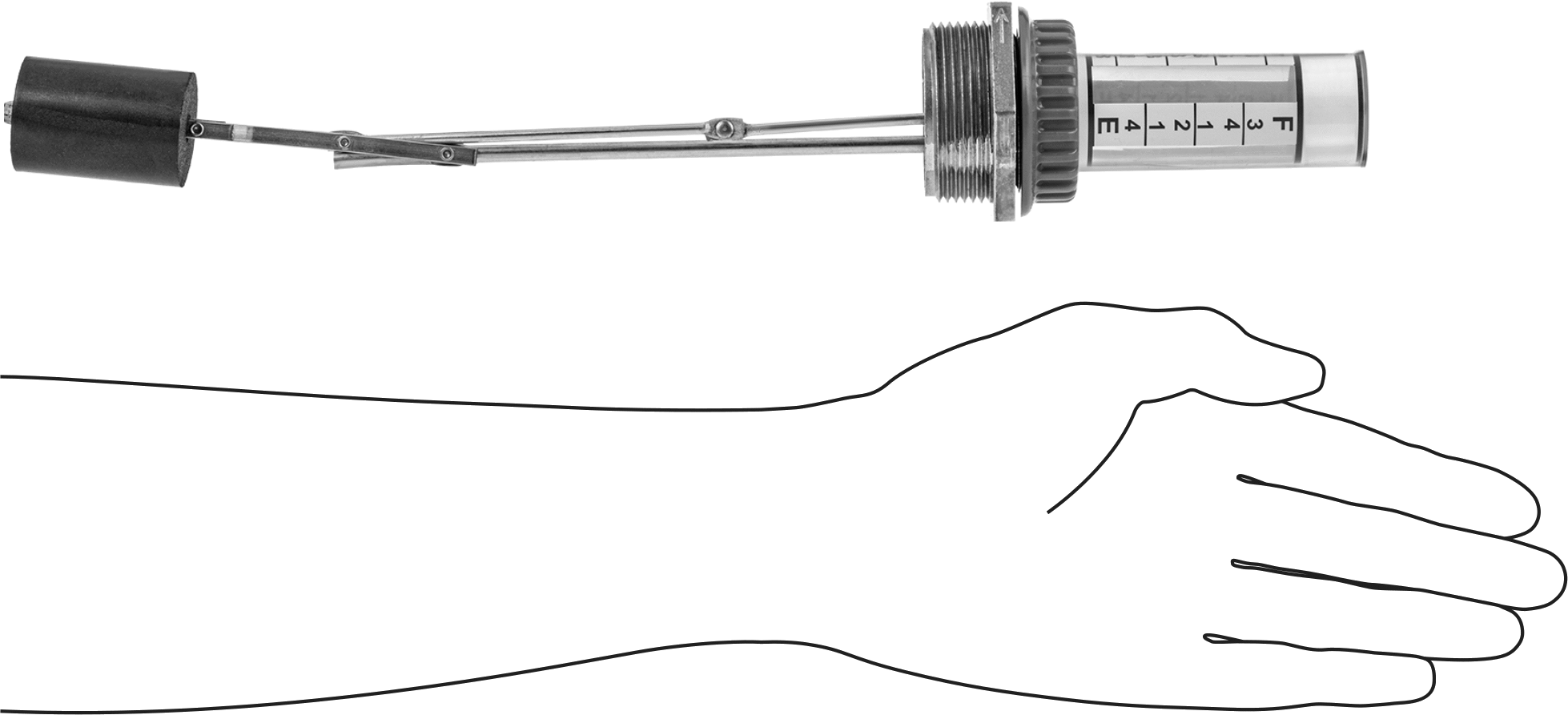 Dikey Montajlı Sıvı Seviye Göstergesi, 39" Derinlikli Tank için, 2 NPT Erkek