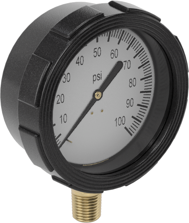 Contalı, Yüksek Netlikli, Titreşime Dayanıklı Manometre, Pirinç 1/4 NPT Erkek Alt Bağlantı, 2-1/2" Kadran