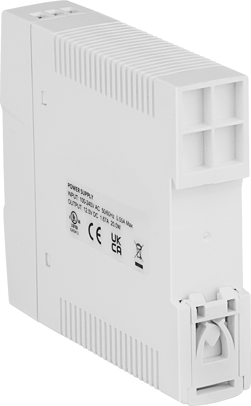 DIN Rayına Monte Güç Kaynağı, Tek Faz, Çıkış Sinyali, 12V DC, 1.7A