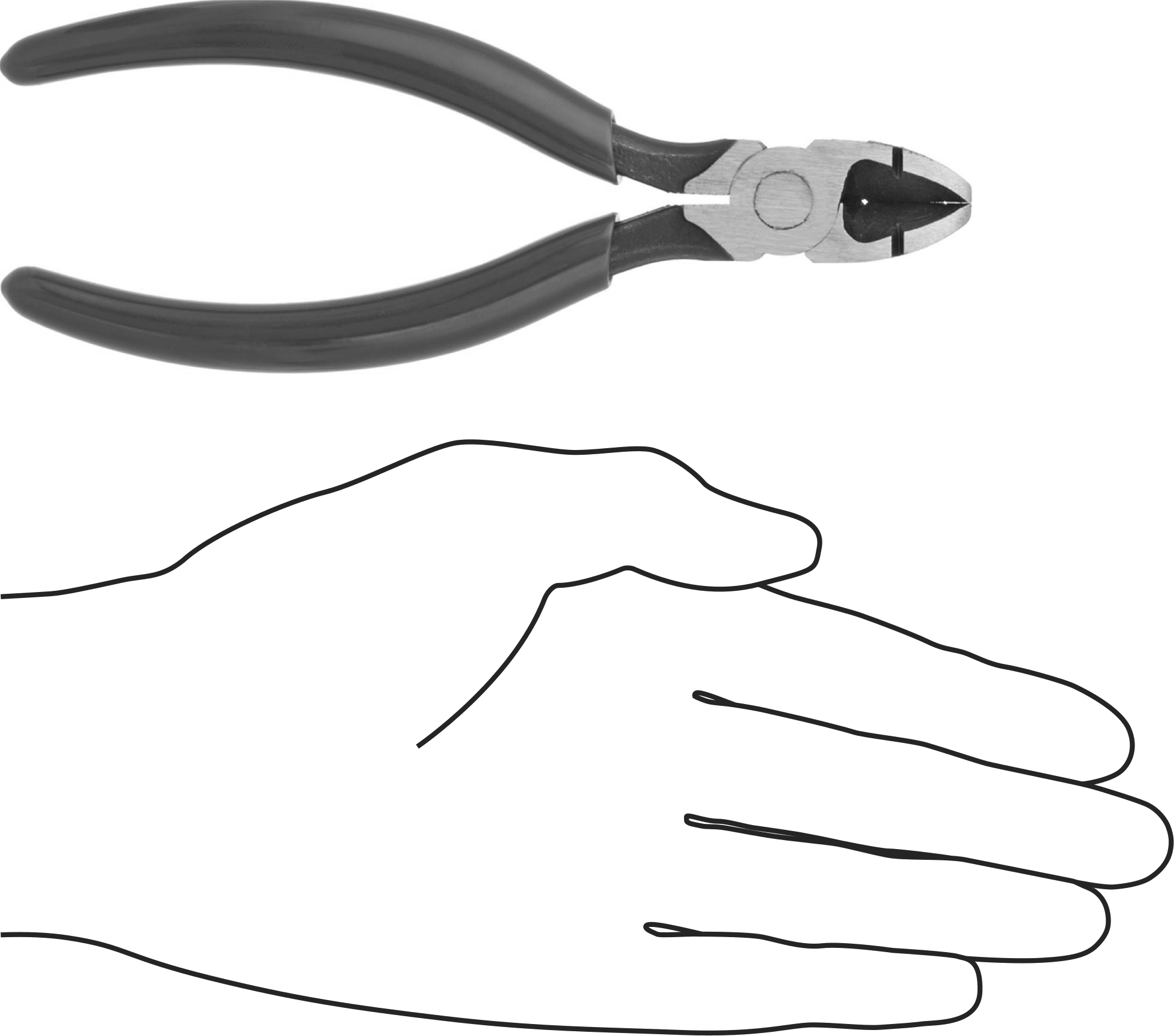 Tel Kesiciler, Oval Başlı ve Yastıklı Tutma Yeri ile, 6" Toplam Uzunluk