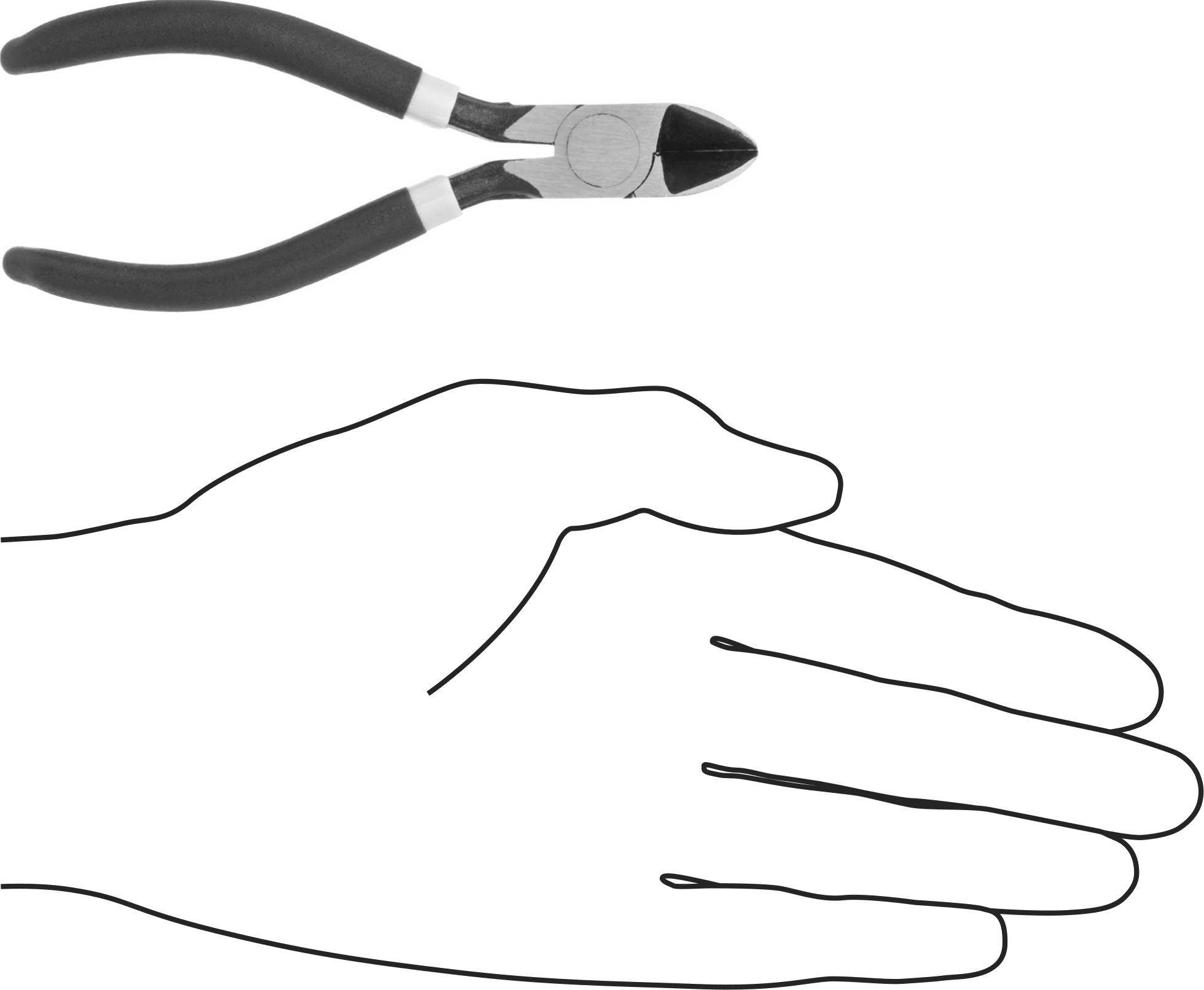 Tel Kesiciler, Oval Başlı ve Yastıklı Tutma Yeri ile, 4" Toplam Uzunluk